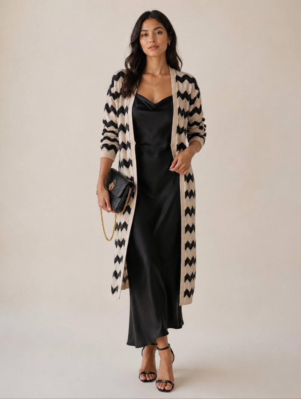 Jaclyn Smith Pointelle Striped Duster Cardigan Sweater | Size Large | Like New | - Picture 2 of 8